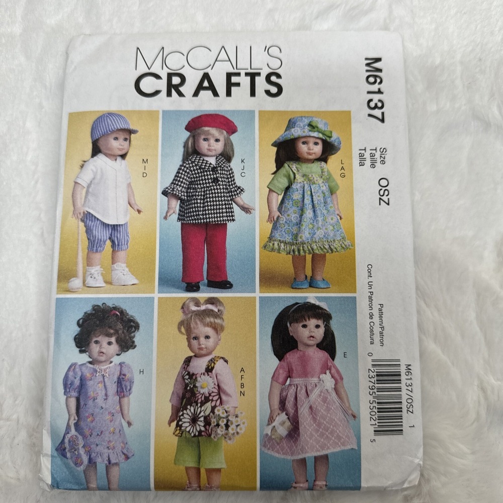 McCalls Crafts M6137 18" American Girl Doll Clothes Sewing Pattern
